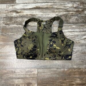 Duluth Trading Co Green and Black Zip-Front Sports Bra